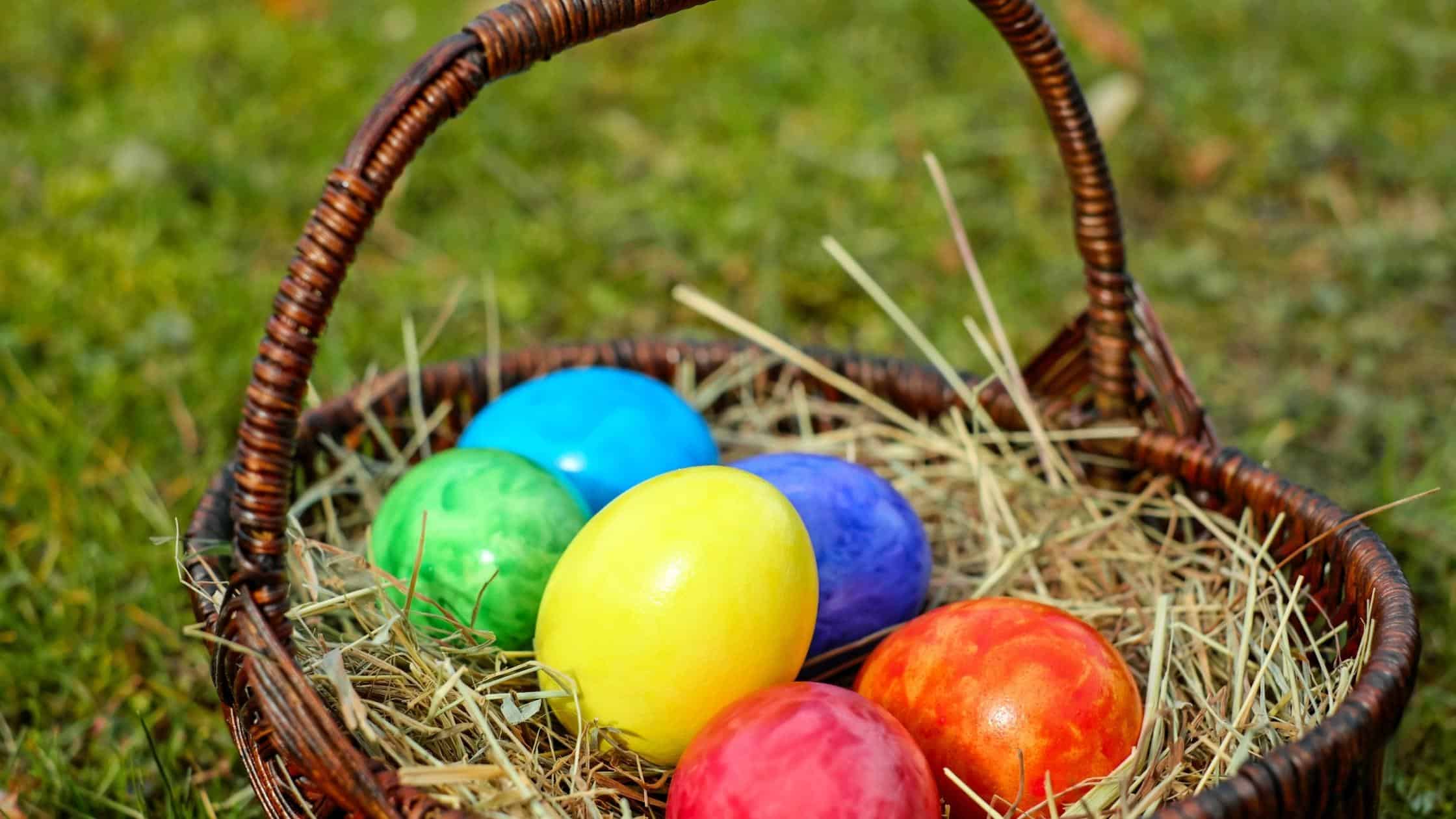 easter eggs in basket