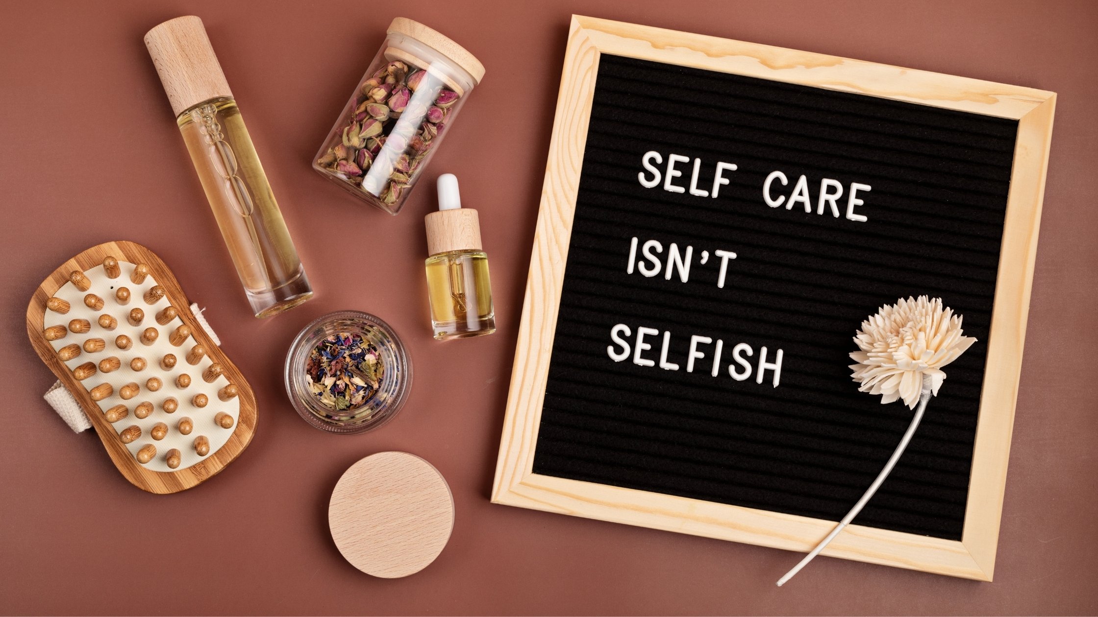 self care products laid out on a table