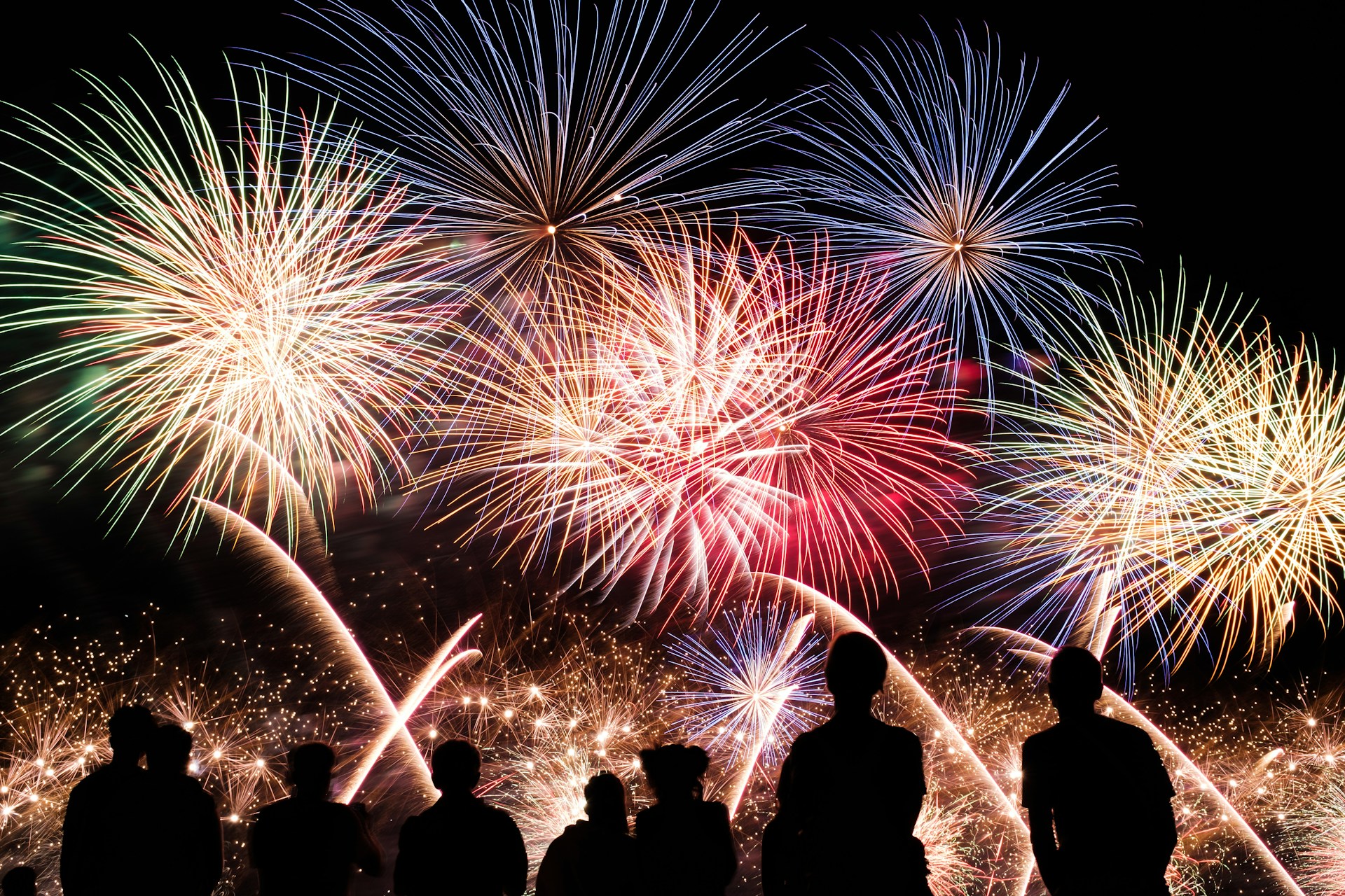a family watching fireworks