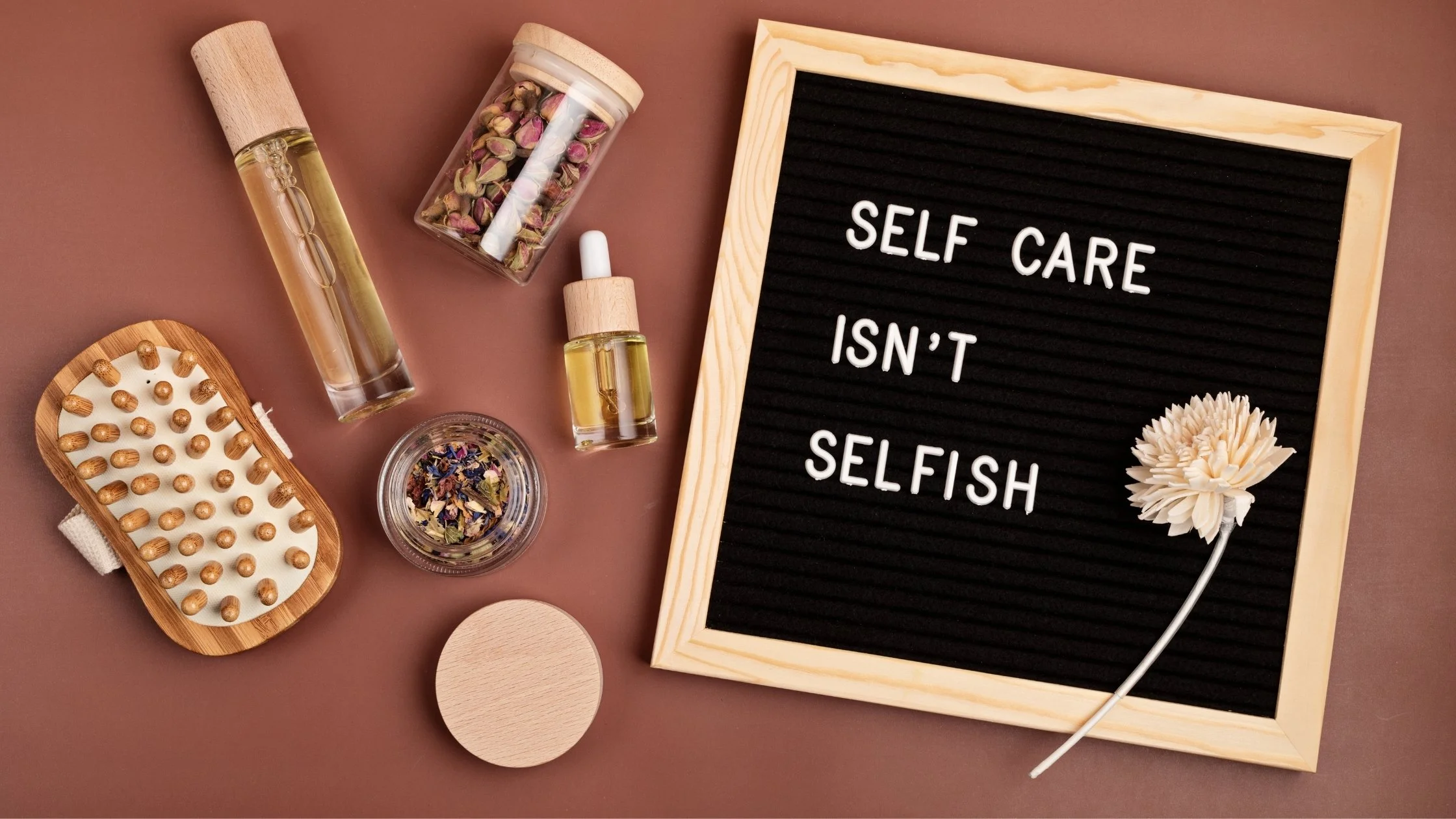 self care products laid out on a table
